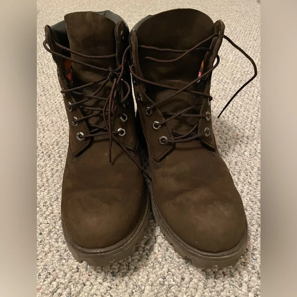 Men's Dark Brown Timberland Leather Boots - Picture 2 of 7